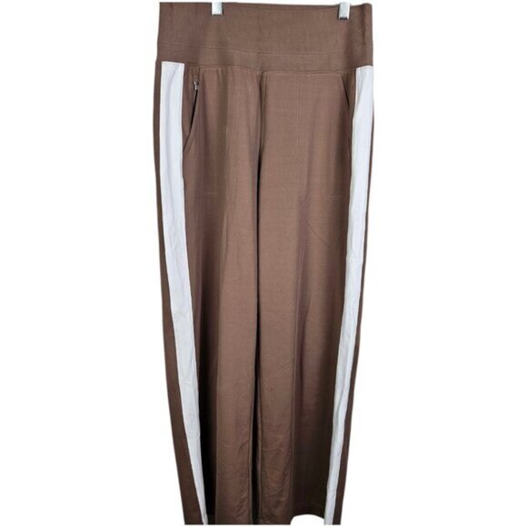 Athleta Venice Colorblock Wide Leg Pants Rustic Beige White Size Small - Picture 11 of 11